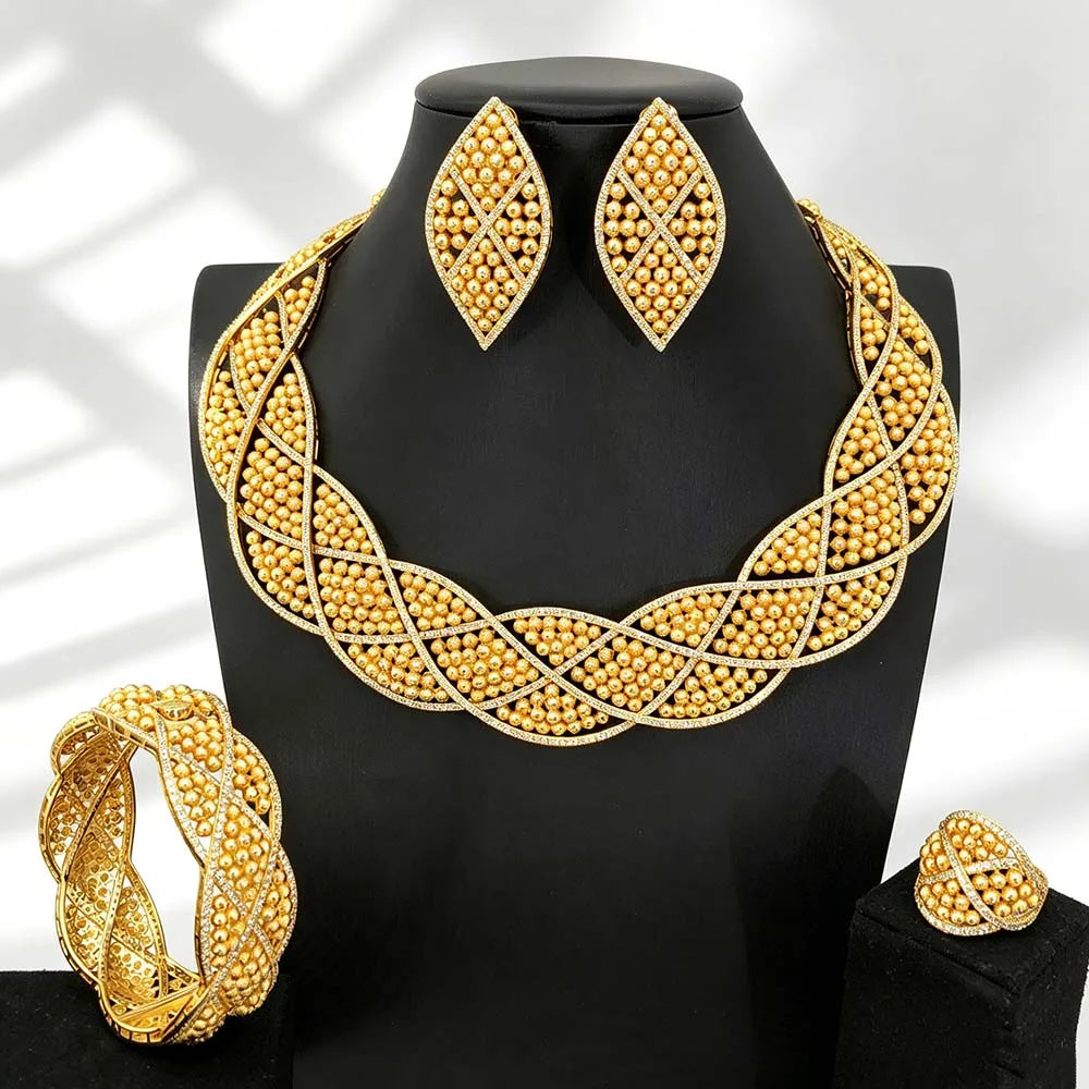 Conjunto de joyería africana de 4 piezas para mujer, para fiesta de boda, circonia cúbica, moderno, romántico, Missvikki, lujo, Dubái, nupcial