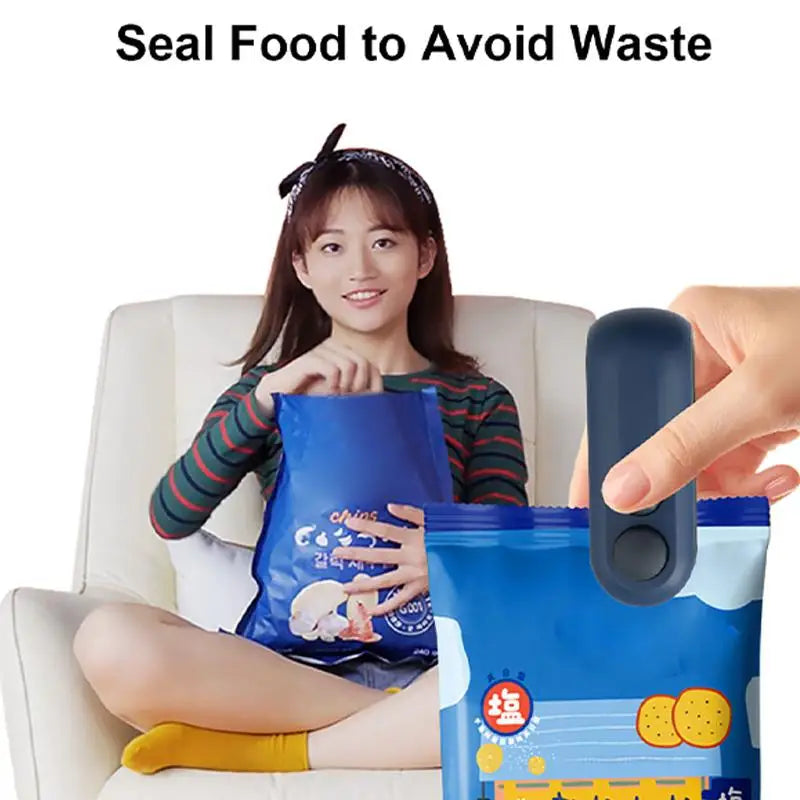 Mini Sellador de Alimentos Portátil, Recargable por USB, Sellador de Bolsas para Almacenamiento de Alimentos, Dispositivo Portátil para Mantener la Frescura