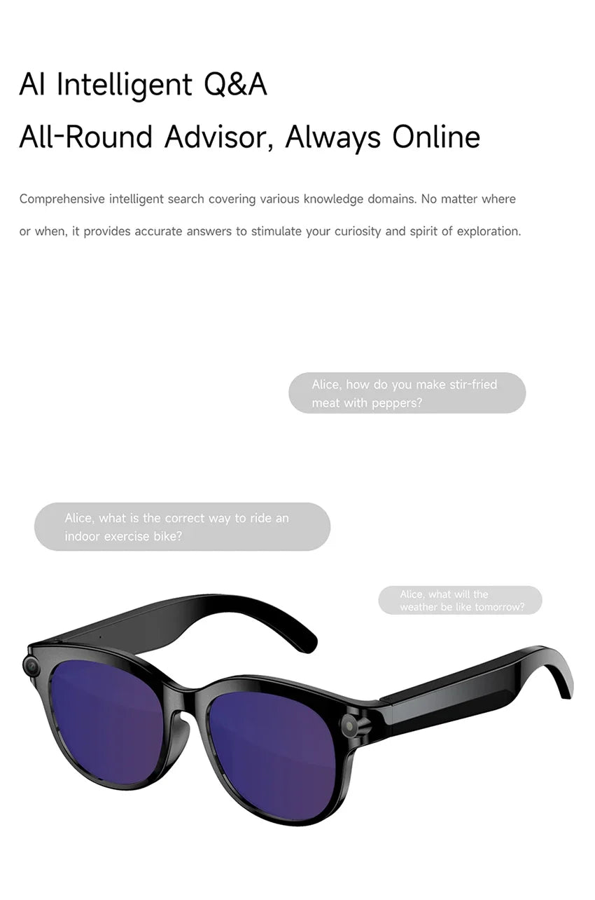 Gafas Inteligentes Xiaomi con IA, Cámara de Video de 800W, Traducción Multifuncional por IA, Minutas de Reuniones, Control de Música, Transmisión Wifi