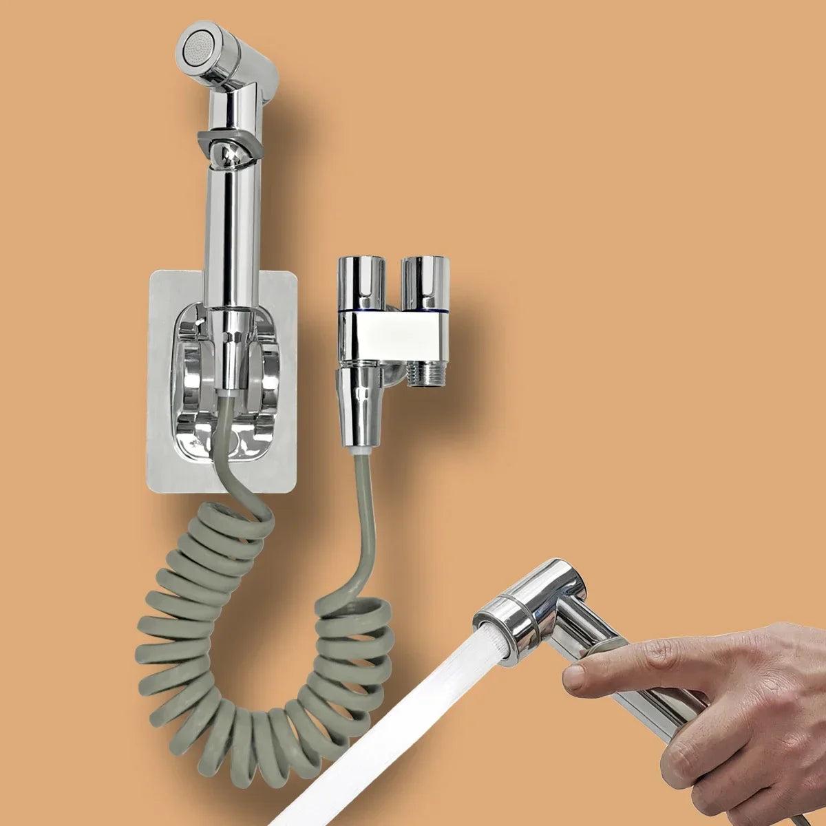 Juego de rociador de bidé para baño, rociador de bidé de mano, válvula de ángulo de salida doble, accesorios de baño