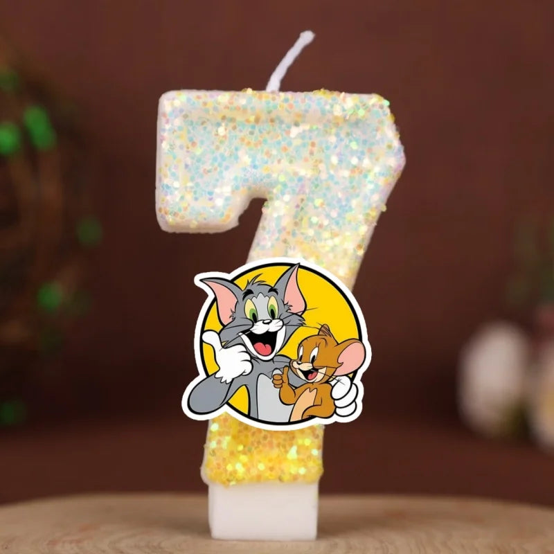 Velas con Números de Anime Tom y Jerry, Decoración para Pastel de Cumpleaños, Figura de Anime, Artículos para Pastel de Feliz Año Nuevo, Regalos