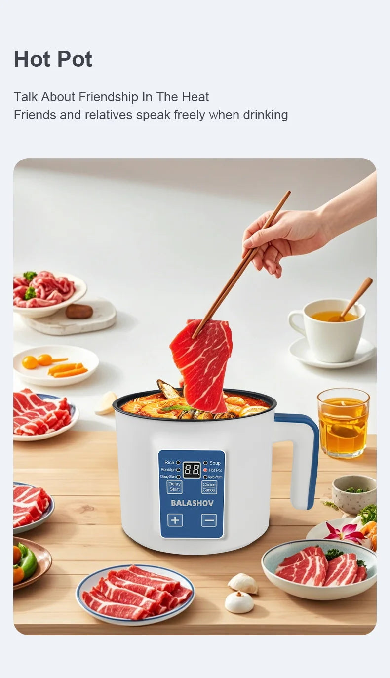 Olla arrocera eléctrica individual de doble capa, Mini cocina automática inteligente para el hogar, enchufe europeo de 220V, multicocina de arroz al vapor P