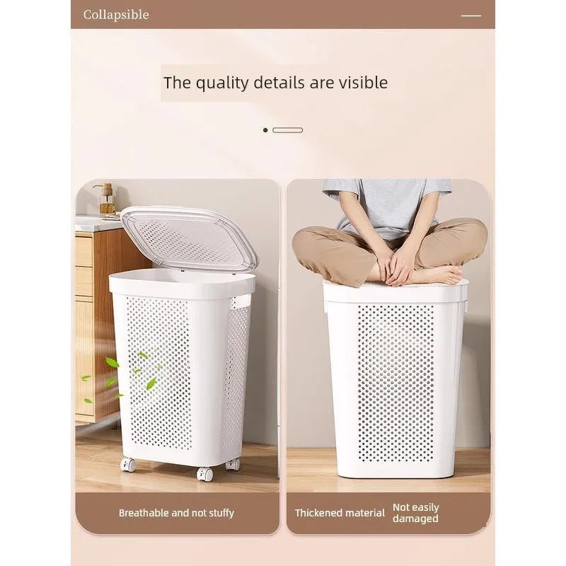 Cesto para Ropa Sucia de Gran Capacidad con Ruedas y Tapa para Baño, Uso Doméstico, Organizador de Almacenamiento para Dormit...