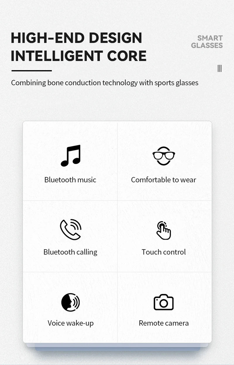 Gafas Inteligentes con IA, 4K, Control Remoto, Cámara Táctil, Grabación, Traductor, Asistente de Voz, Bluetooth Inalámbrico