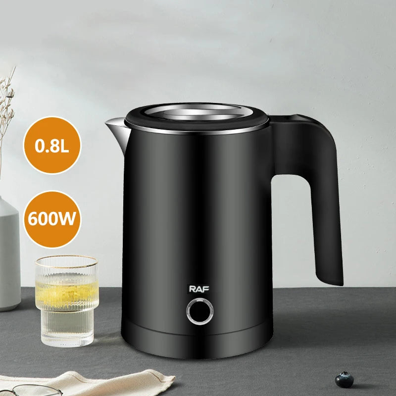 Hervidor eléctrico de viaje para té y café, caldera de agua portátil de acero inoxidable de 0,8l para Hotel, viaje familiar, cocina, tetera inteligente
