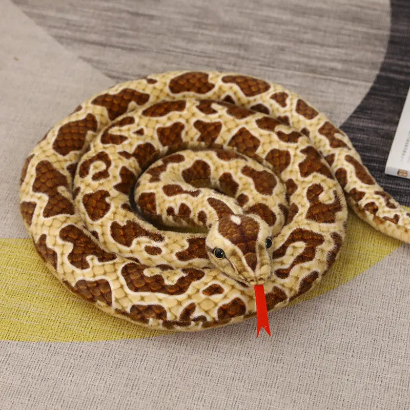 1 unidad de serpientes gigantes de 200cm, juguete de peluche de simulación de pitón dorado largo, serpiente de peluche, regalo para niños, decoración del hogar