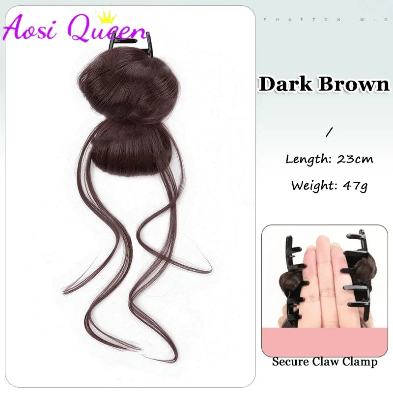 Coleta sintética de cola de caballo baja, natural y esponjosa, con pinza, para mujer, accesorio de pelo para uso diario.