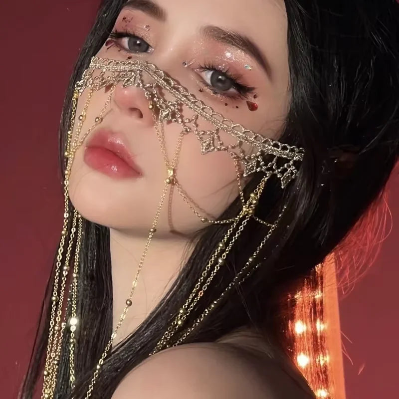 Velo con borlas para cubrir la cara de estilo antiguo, tocado Hanfu, accesorios para cubrir la cara, accesorios para sesión de fotos en estudio