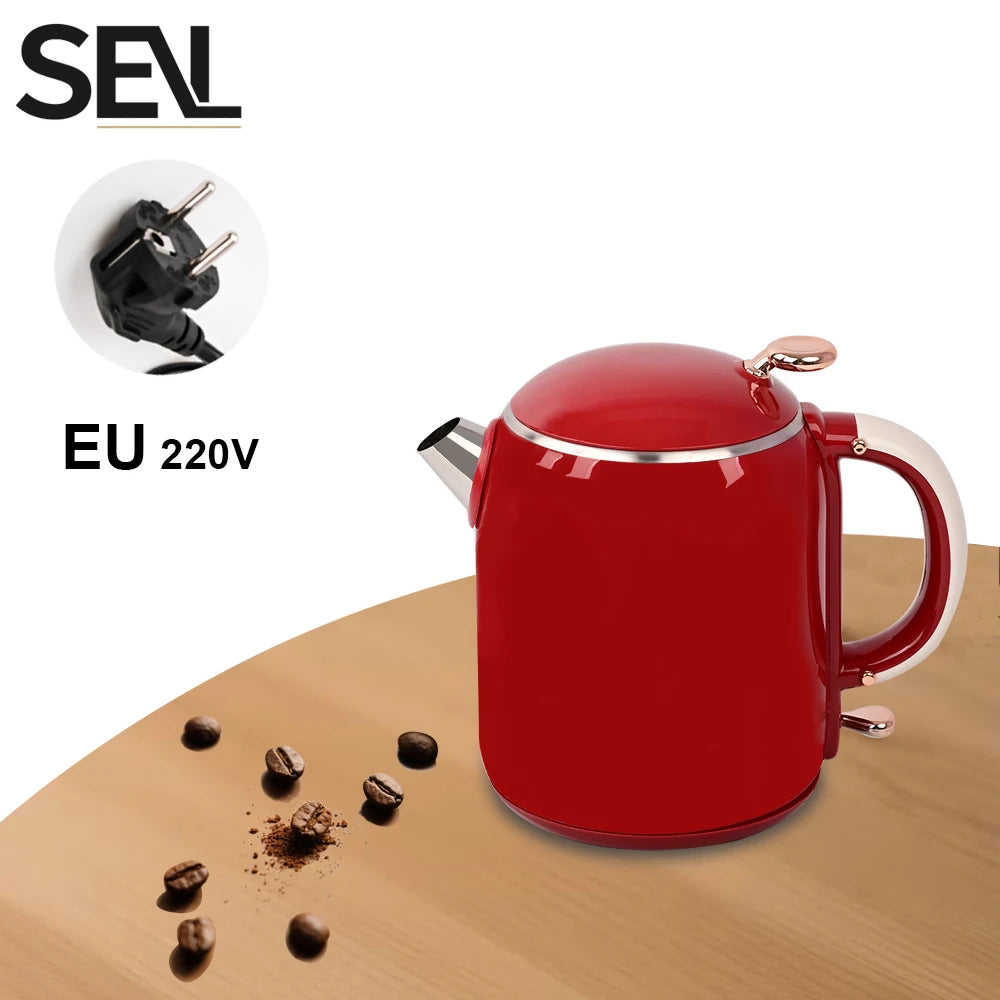 Hervidor eléctrico antiescaldaduras de 1,0 L, hervidor eléctrico sin costuras, hervidor de ebullición rápida para el hogar de acero inoxidable 304 para elaboración de café