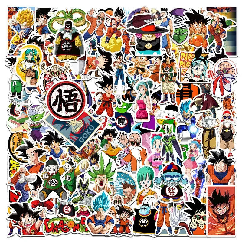 50/100/200 Uds. Pegatinas de Dragon Ball de Anime para niños Graffiti monopatín portátil botella de agua motocicleta pegatina de dibujos animados calcomanías de juguete