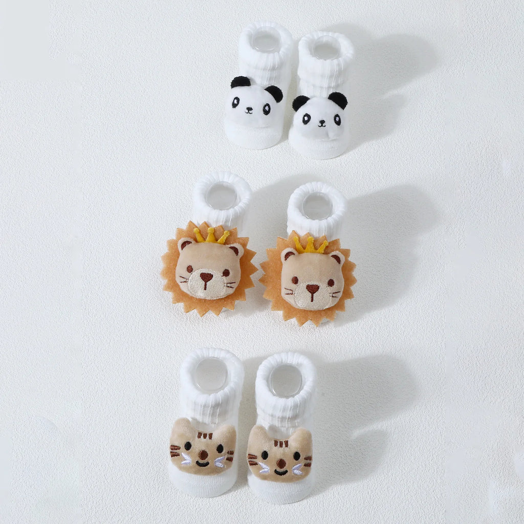 Calcetines bonitos de dibujos animados de oso, León, Panda, calcetines de bebé para niños y niñas, calcetines de tubo sólidos de algodón suave para recién nacidos, calcetines para niños