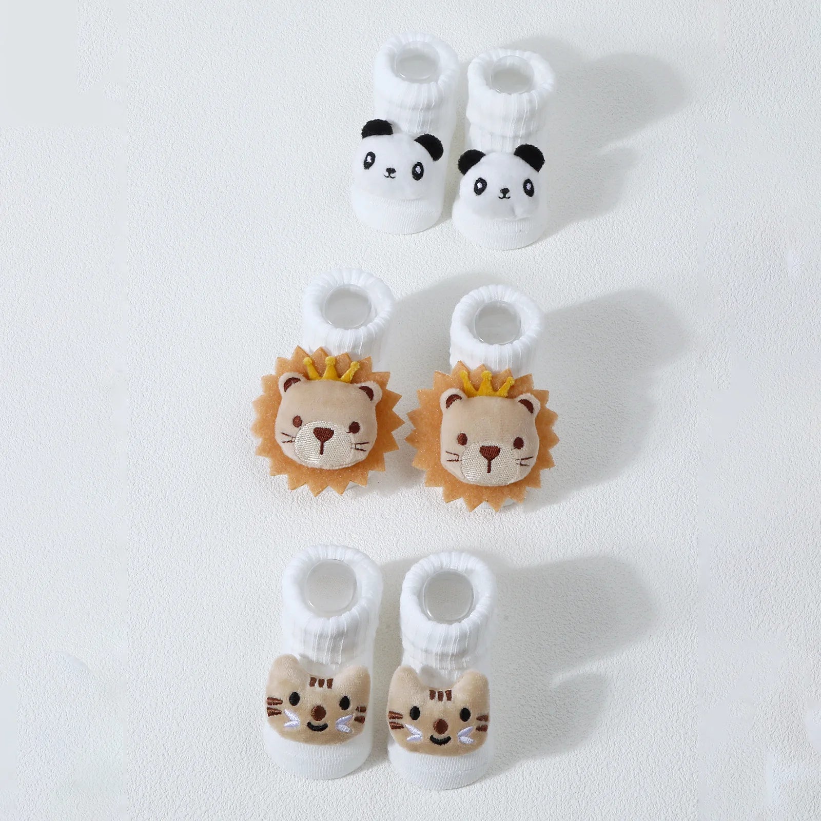 Calcetines bonitos de dibujos animados de oso, León, Panda, calcetines de bebé para niños y niñas, calcetines de tubo sólidos de algodón suave para recién nacidos, calcetines para niños