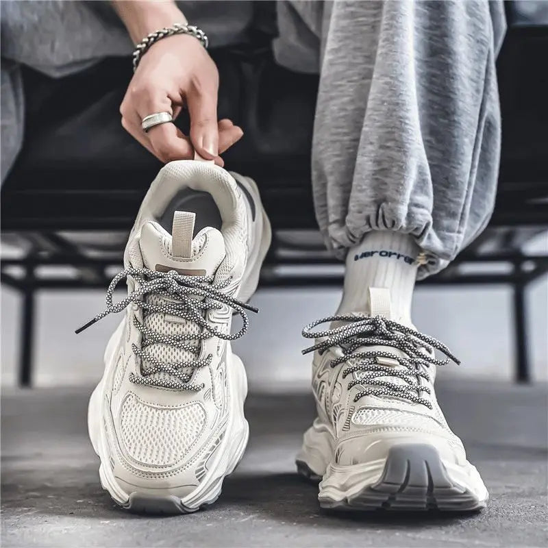 Zapatillas Deportivas Transpirables de Malla para Hombre Primavera 2025, Modernas, Combinables con Todo, Suela Gruesa, Casual...