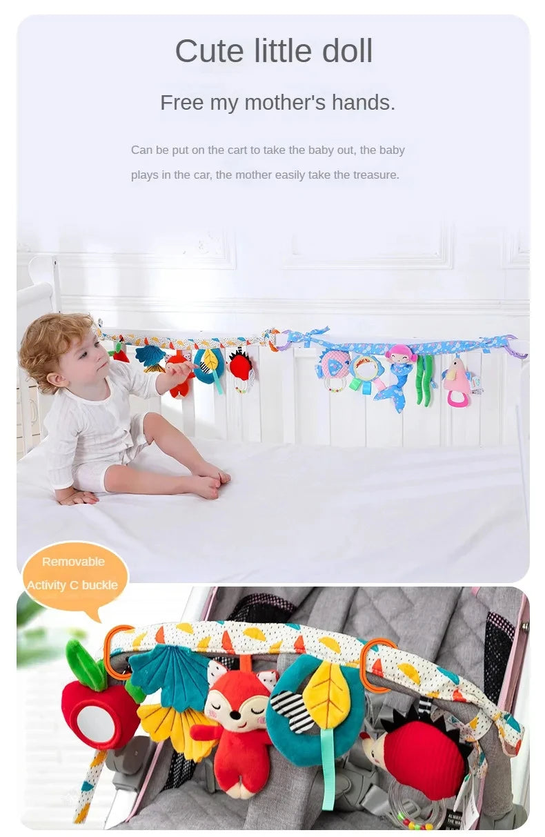 Sonajero de peluche sensorial para bebé, cochecito de juguete, juguetes colgantes móviles musicales, sonajeros móviles para bebés, juegos para recién nacidos de 0 a 6 y 12 meses