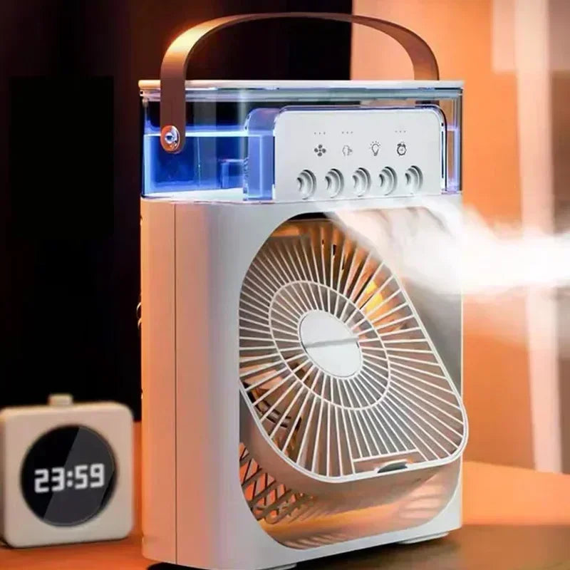 Ventilador humidificador portátil, aire acondicionado, Enfriador de aire pequeño para el hogar, hidromasaje, ajuste de aire portátil para oficina, ventilador de 3 velocidades