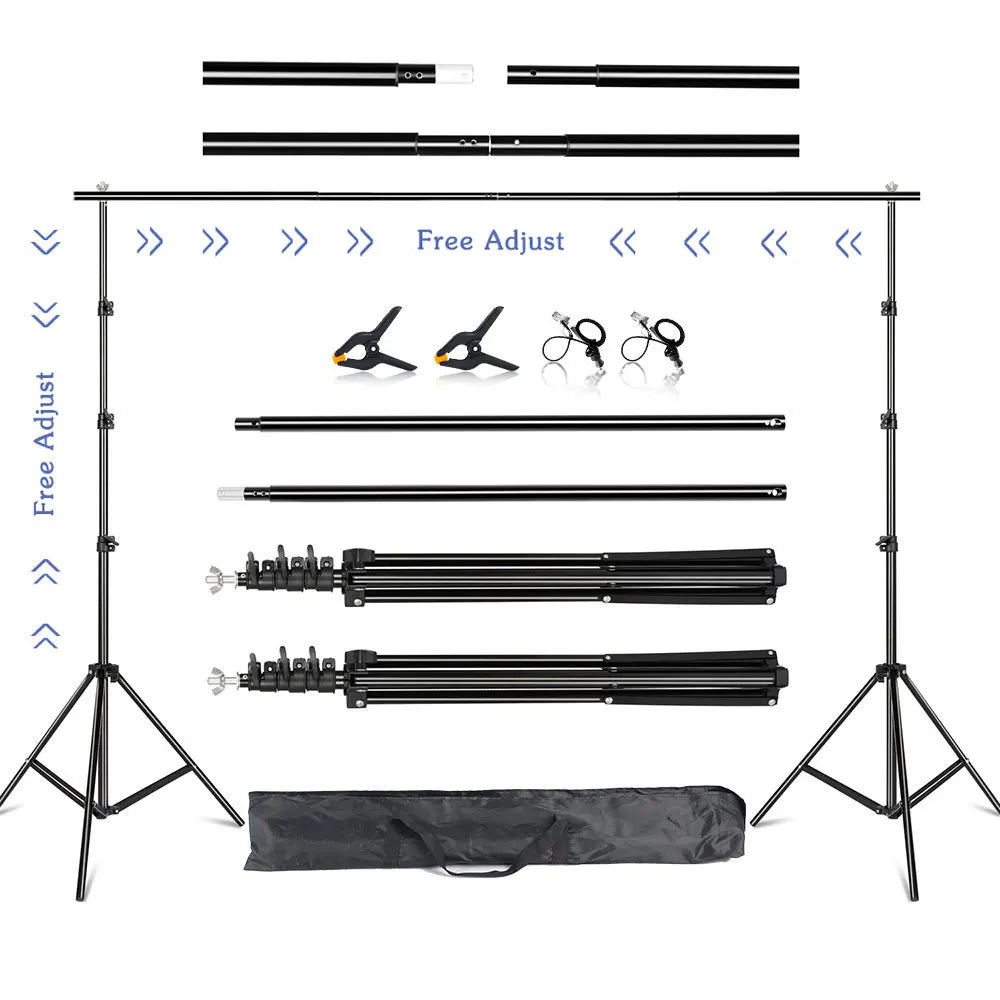 Soporte de Fondo para Estudio Fotográfico y de Video de 2.6x3M/8.5x10 pies, Sistema de Soporte de Fondo Telescópico Ajustable con Bolsa de Transporte