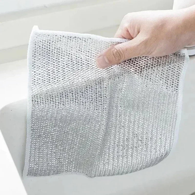 Paño de limpieza mágico, palo de hierro, toallitas de Metal, trapos, paño de cocina mágico, toalla de lavado, alambre de acero plateado, paño de cocina, trapo grueso, 1-20 piezas
