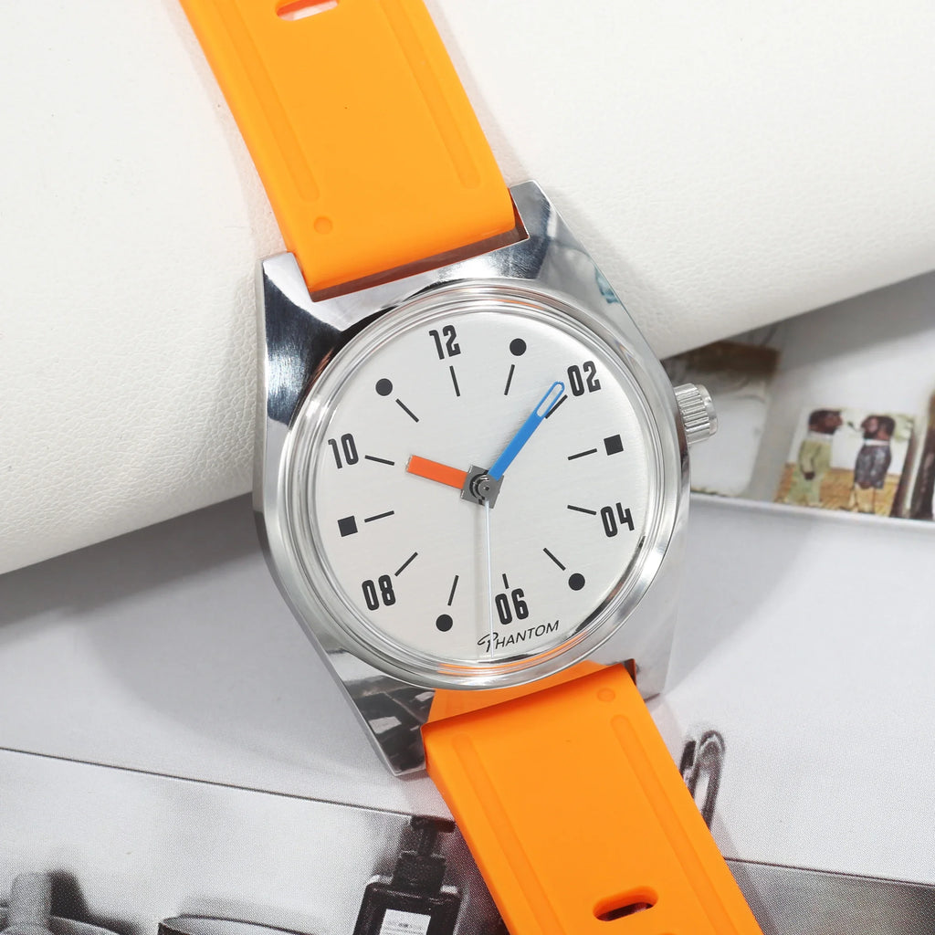 Un regalo pensado. Movimiento de cuerda manual de 36 mm. Reloj mecánico favorito de los hombres jóvenes con un diseño Bauhaus moderno.