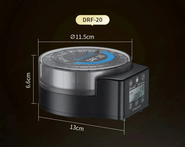 Jebao DRF-comedero automático inteligente para peces de acuario, con sincronización Digital, Control BT, alimentación, pecera pequeña, dispensador de alimentos inteligente