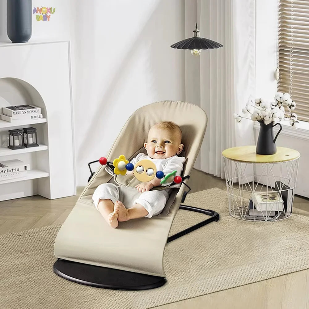 AnGku-silla mecedora para bebé con 3 ajustes de altura, silla portátil para recién nacido, columpio plegable, juguetes para bebé de 0 a 12 meses