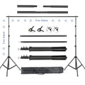 Soporte de fondo para estudio de vídeo y fotografía de 2,6x3M/8,5x10 pies, sistema de soporte de fondo telescópico ajustable con bolsa de transporte