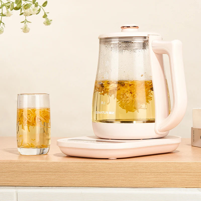 SUNATUR-hervidores eléctricos de vidrio, olla saludable multifunción de 220V, leche, fruta, té, café, agua, 800W, preservación del calor las 24 horas