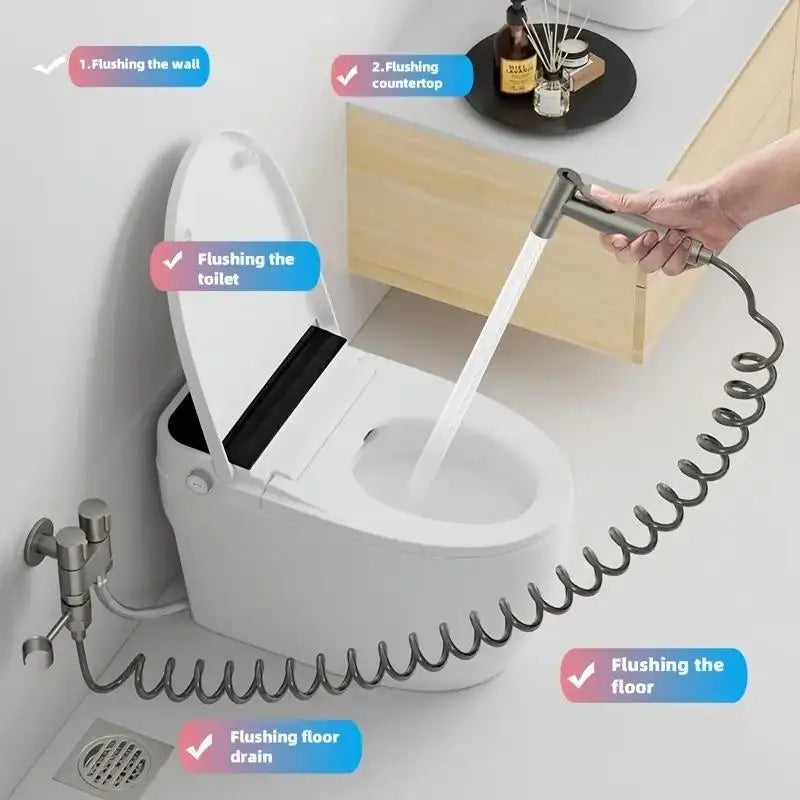 Rociador de alta presión para limpieza de inodoros, set de rociador de bidé de mano para inodoro, pulverizador de lavado para baño