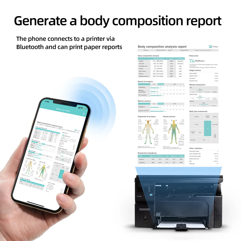Nueva báscula profesional inteligente de grasa corporal con 8 electrodos Analizador de composición corporal Báscula de bioimpedancia Báscula de fitness para pérdida de peso
