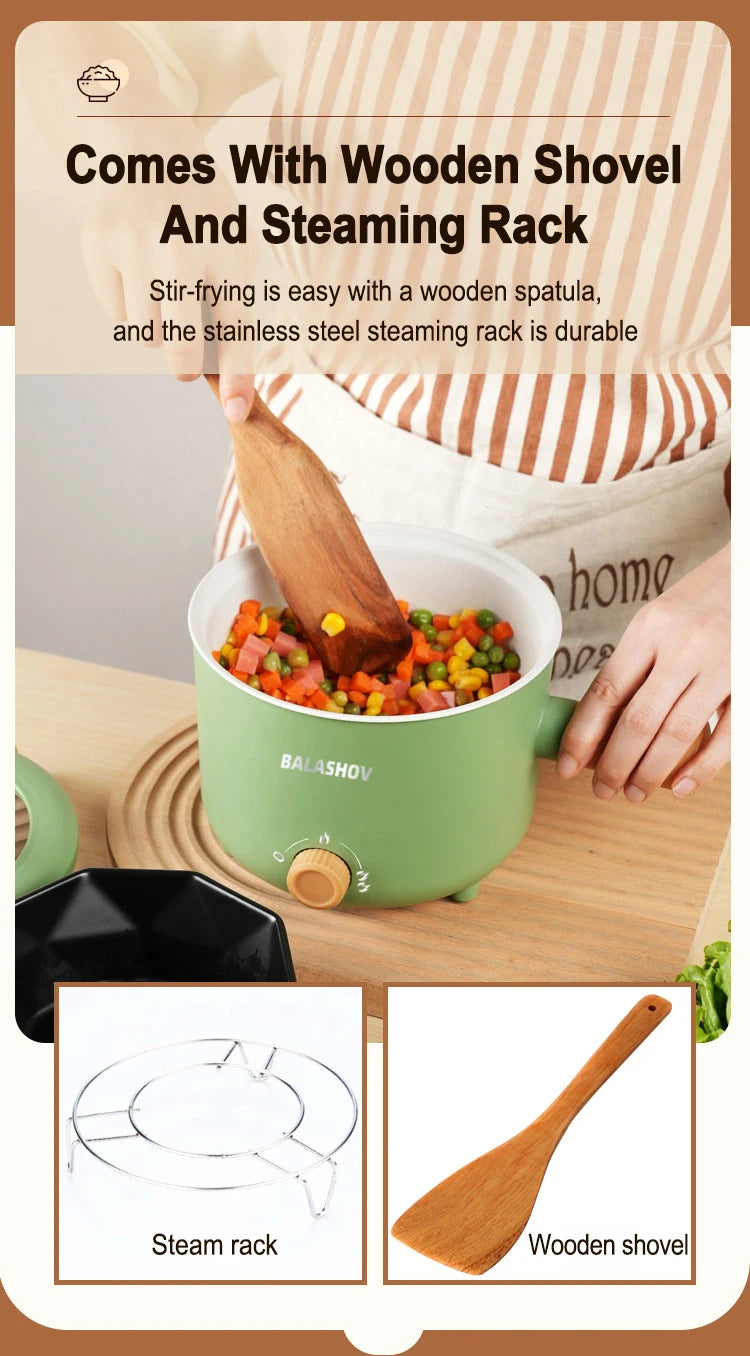 Olla eléctrica, aparato de cocina de doble capa para el hogar, olla caliente, calentador de sopa, cocina multifunción, Mini sartén antiadherente