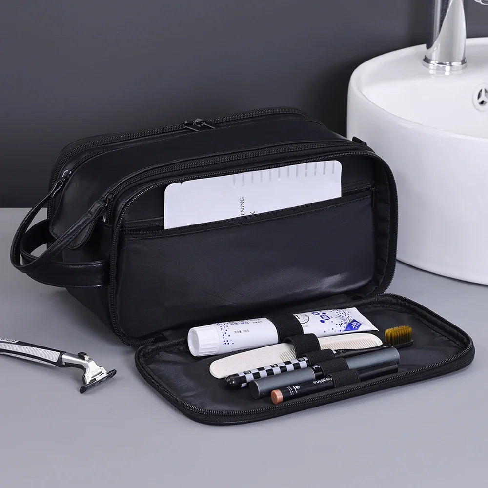 Neceser de PU con múltiples bolsillos para mujer y hombre, bolsas de maquillaje esenciales de viaje, bolsa colgante impermeable, bolsa organizadora de lavado de cosméticos