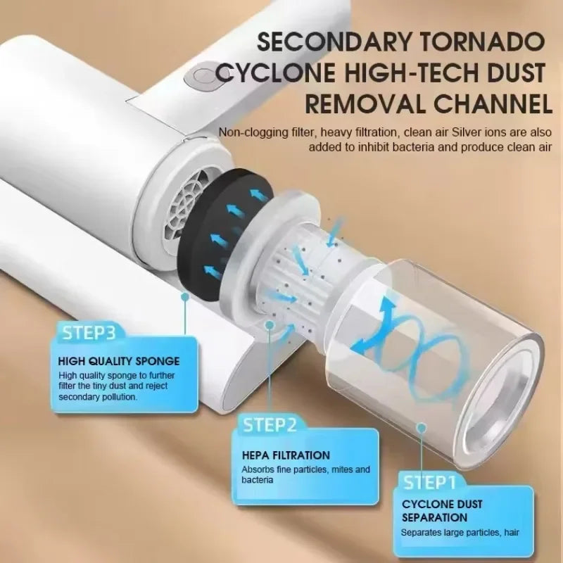 Aspiradora de colchón para el hogar, eliminador de ácaros eléctrico, inalámbrico, de mano, esterilización Uv, removedor de cama