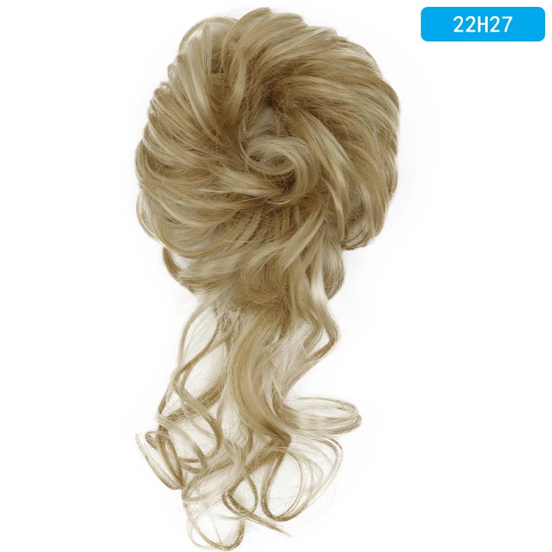 AZQUEEN-extensión de cabello de moño desordenado, banda elástica sintética, moño ondulado rizado, Scrunchies Donut Updo, postizo para mujer