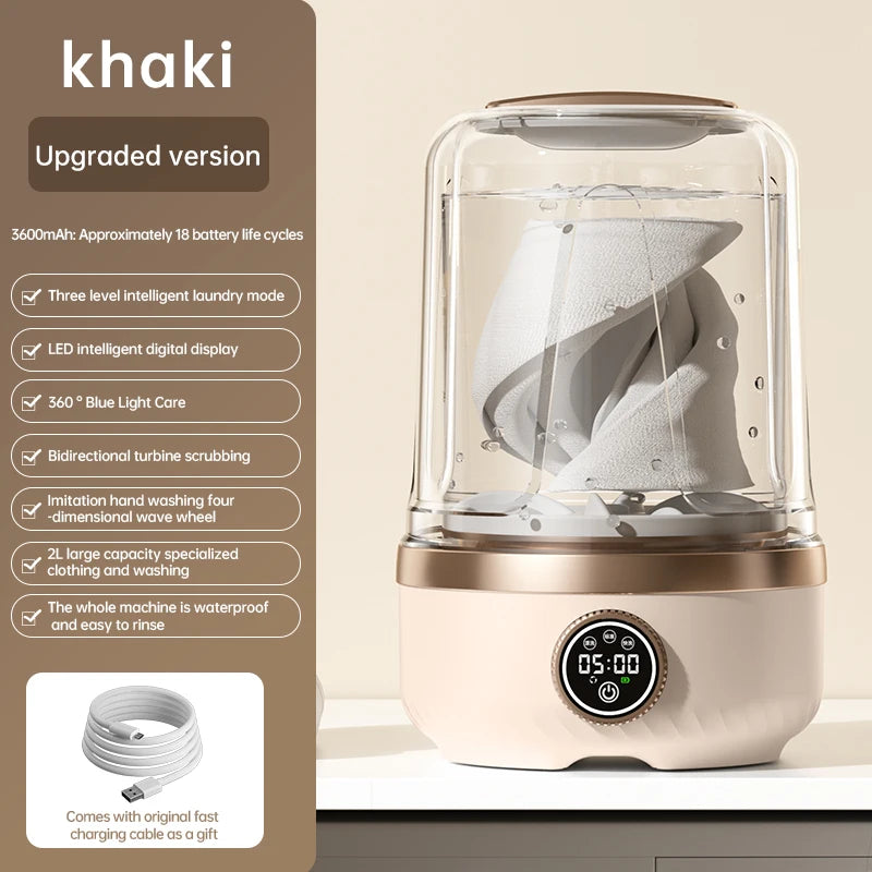 Lavadora Portátil Inalámbrica Mi 2L con Taza de Lavado Automática, Mini Lavadora Recargable Especial para Ropa de Bebé