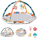 Alfombra de Juego para Bebés con 6 Zonas de Desarrollo, Tapete de Actividades para Estimulación del Desarrollo Motor con 4 Juguetes Sensoriales Desmontables