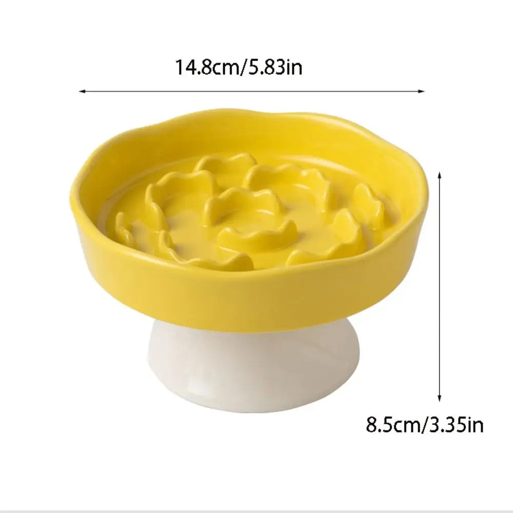 Cuenco de Cerámica para Gatos, Comedero Lento, Lindo, Multiusos, con Base Alta, Gran Capacidad, Antideslizante, Recipiente para Agua y Comida para Perros
