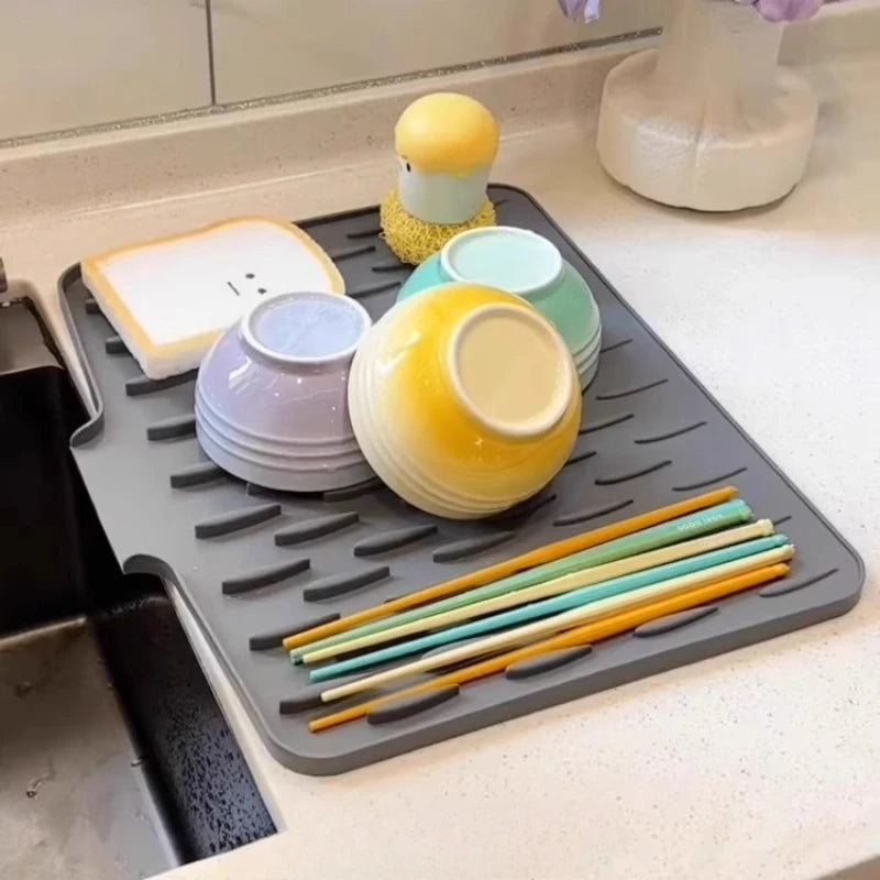 Tapete de Silicona para Escurrir Platos, Frutas y Verduras, Aislante del Calor para la Encimera del Hogar