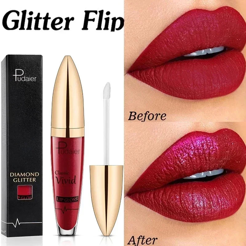 Lápices labiales líquidos con purpurina mate, brillo de labios brillante con diamantes, resistente al agua, brillo de labios de larga duración, Maquillaje de tinte de labios para mujer