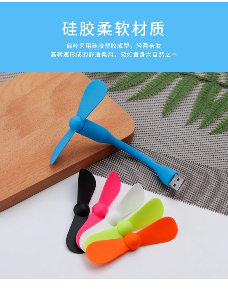 Mini ventilador USB, ventilador de refrigeración Flexible para banco de energía, portátil, PC, cargador de CA, ventilador de mano portátil, dispositivo de verano para ordenador