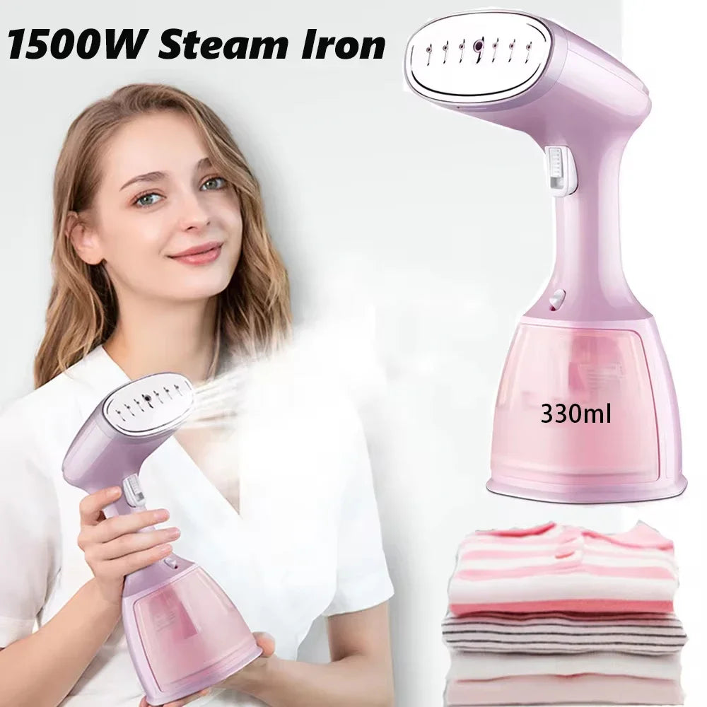 Vaporizador de ropa portátil de 1500W para ropa, máquina de plancha de vapor eléctrica pequeña portátil de tela para el hogar, 330ml, para uso doméstico y de viaje