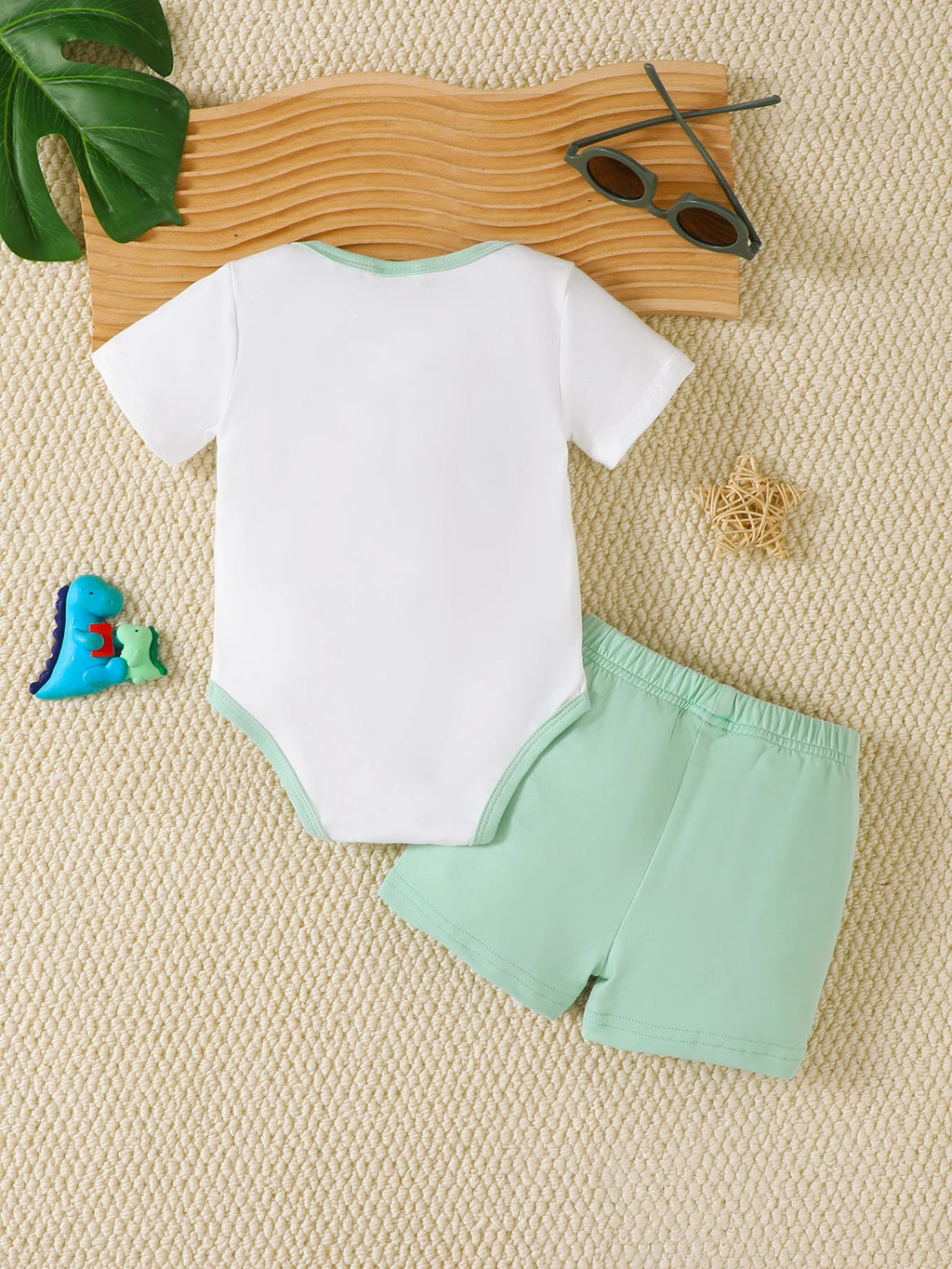 Conjunto informal para bebé recién nacido, conjunto de dos piezas de manga corta y pantalones cortos con dibujos de dinosaurios de 0 a 18 meses, ropa bonita de verano para niño