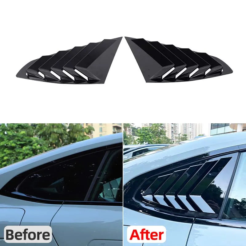 WoeFor 2020-2024 BMW Serie 4/i4 G22 persianas triangulares traseras ABS negro piano, accesorios de modificación exterior para coche, juego de 2 piezas