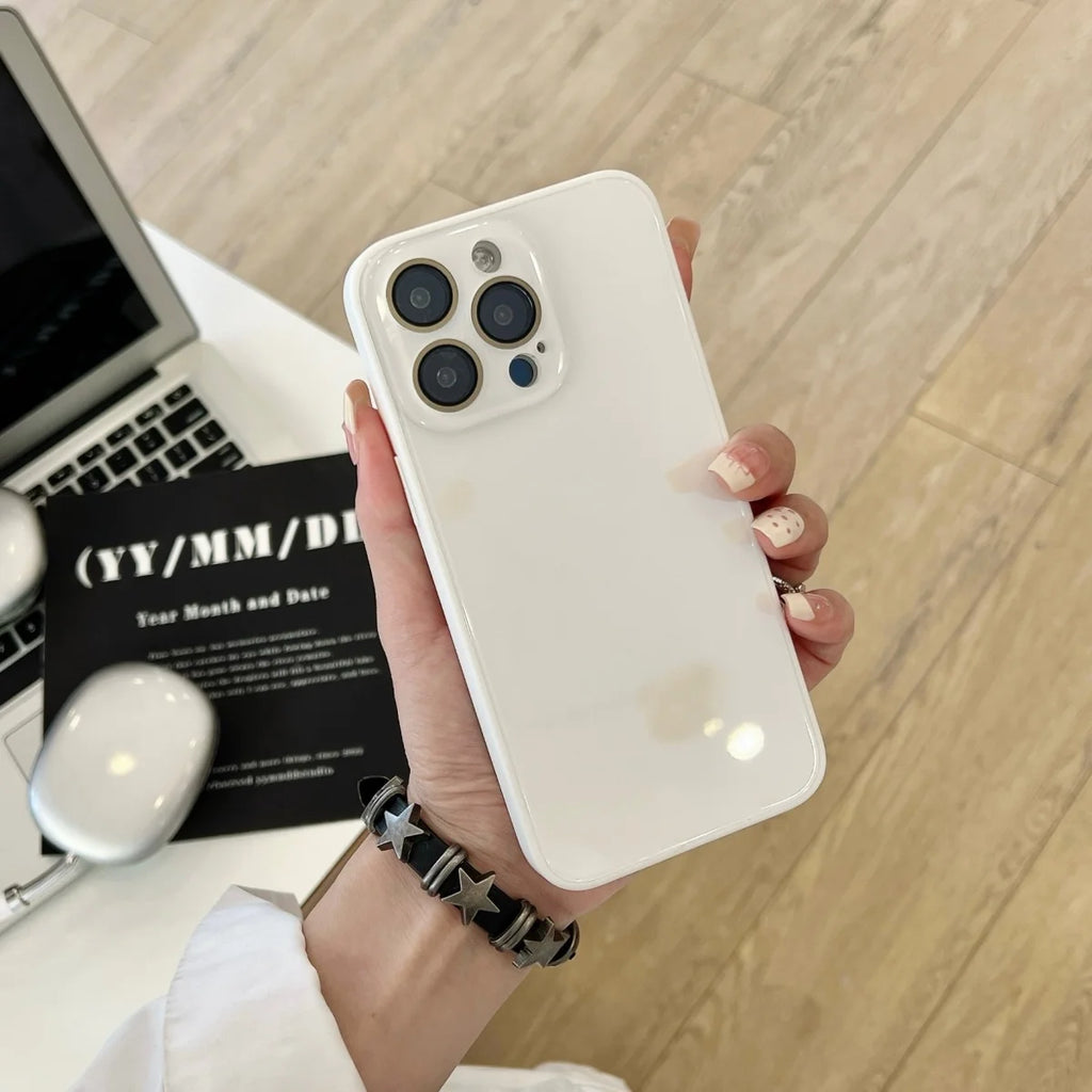 Funda de teléfono todo incluido Backplane de vidrio templado de lujo para iPhone 17 16 15 14 13 12 11 Pro Max cámara protege la cubierta sencilla