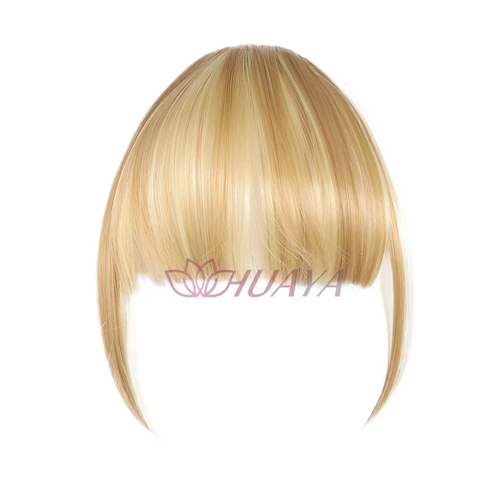 HUAYA-flequillo de aire sintético para mujer, pelo falso corto Natural, Invisible, sin costuras, extensiones de cabello frontal