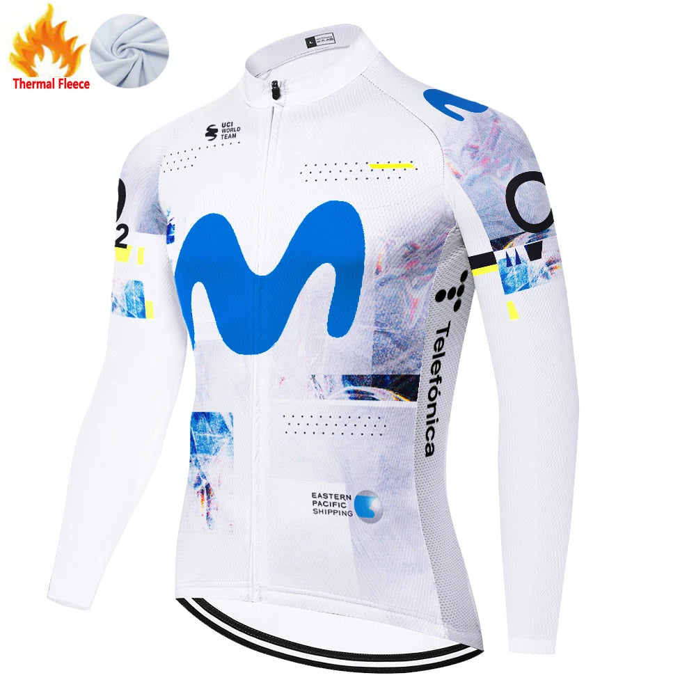 Nuevo invierno Movistar ciclismo jersey 2026 protear hombres manga larga bicicleta invierno maillot cyclisme homme