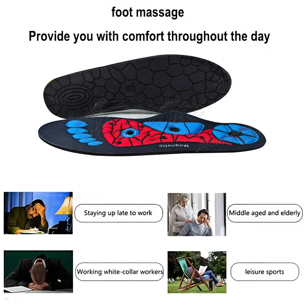 Plantillas de acupresión para pies, terapia magnética, reflexología, cuidado de la salud, almohadillas para zapatos, soporte para arco, absorción de impacto, suelas de zapatos cómodas