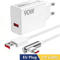 Cargador Rápido Turbo EU de 90W Máx. para Xiaomi 13 14 Ultra 15T Pro Redmi Note 14 15 Pro+ POCO F7 F8 X7 X8 con Cable USB Tipo-C en Ángulo
