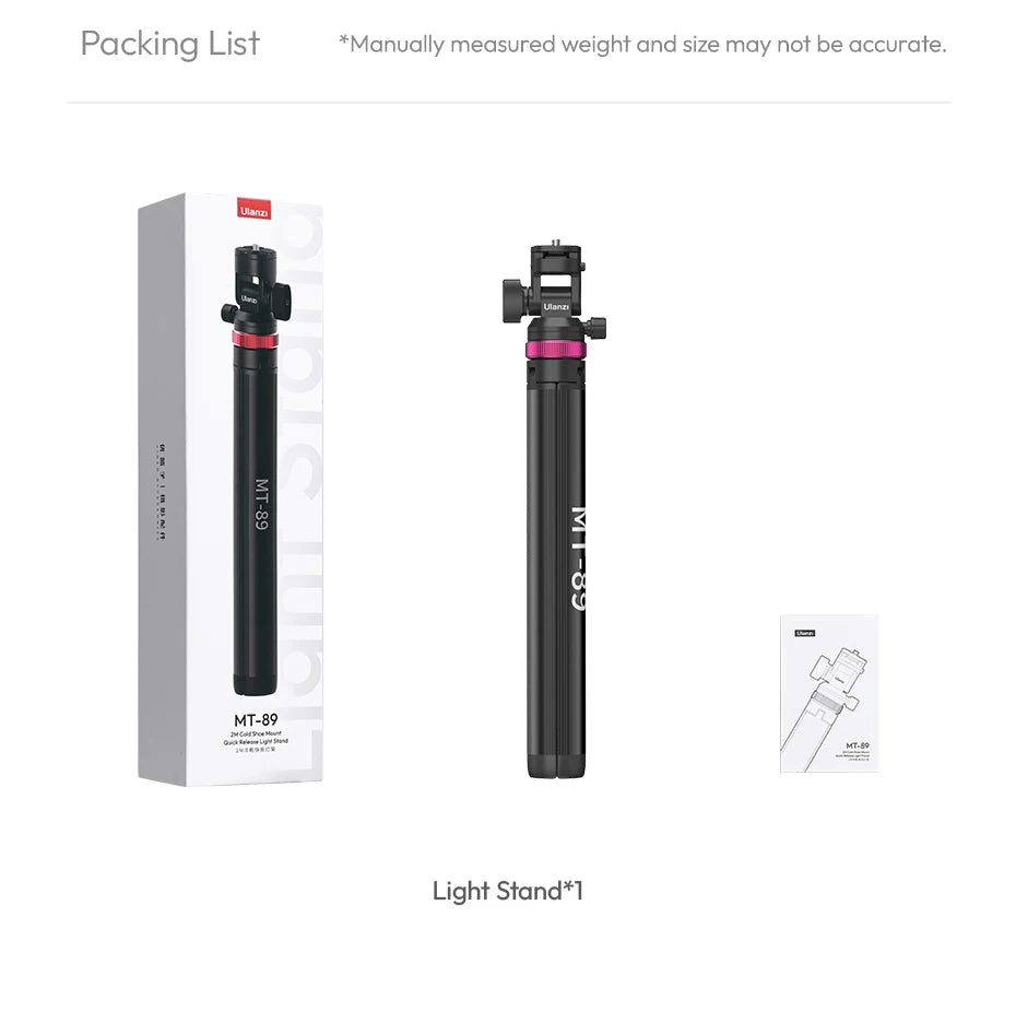 Ulanzi MT-89 soporte de luz trípode extensible de 2M con placa de liberación rápida de 1/4 pulgadas soporte de zapata fría para cámara DSLR teléfono luz de vídeo micrófono