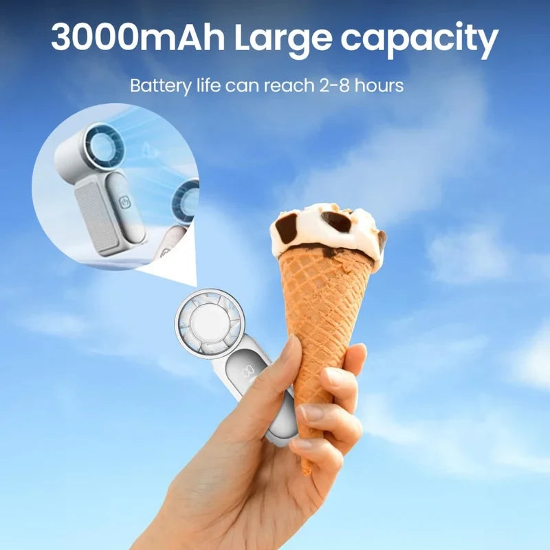 Mini Ventilador Portátil de Mano con Pantalla LED, Ventilador de Alta Velocidad, Ventilador de Escritorio, Refrigeración para Exteriores, Ventilador Recargable
