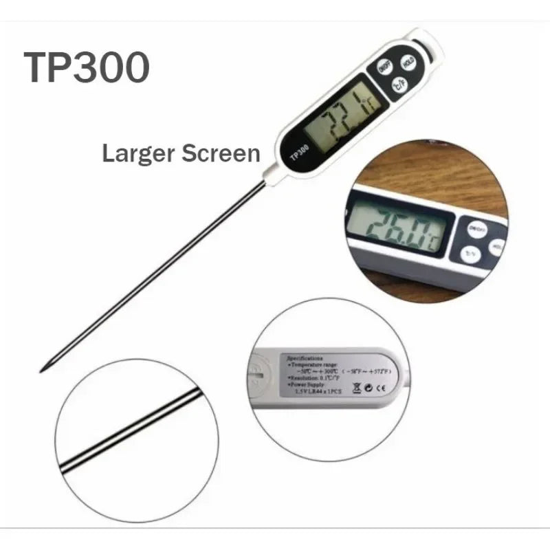 Termómetro de alimentos TP300, termómetro Digital de agua y aceite para cocina, sonda para cocinar carne, horno electrónico para barbacoa, herramientas de cocina