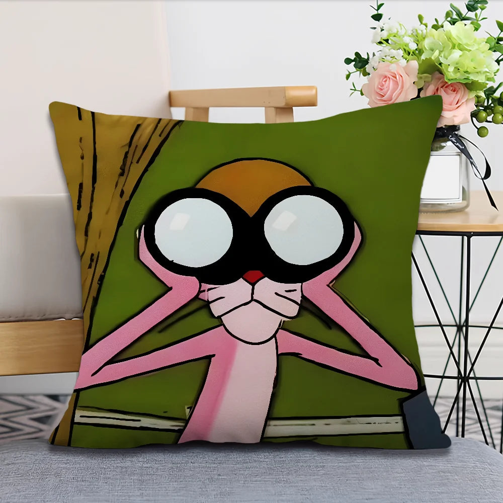 Funda de cojín P-PINK, funda de almohada suave y cómoda para sofá, sala de estar, pantalones de dibujos animados, fundas protectoras para decoración del hogar y la Oficina